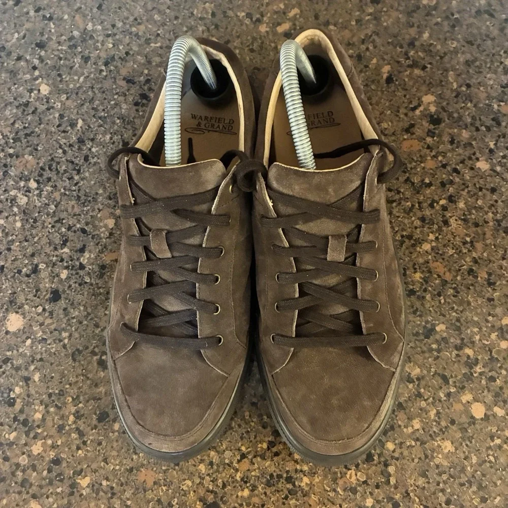 Warfield & Grand Mens US 9 Sneakers Oakwood Brown‎ Suede Leather Low Top 155601